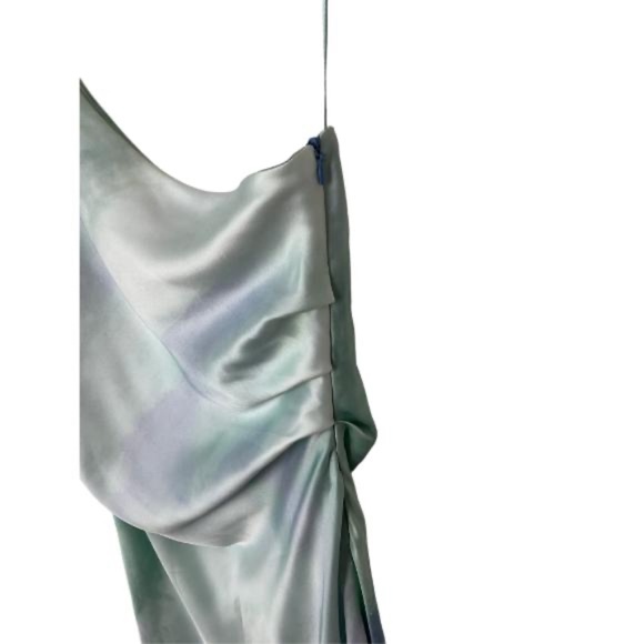 Zara Mint Green Satin One-Shoulder Midi Dress - Picture 7 of 12